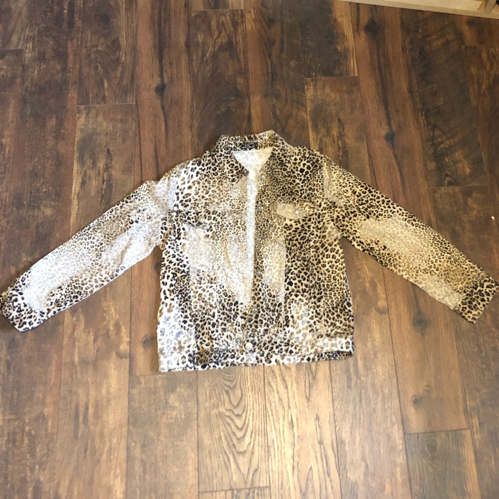 Printed Rhinestone Button Blouse M